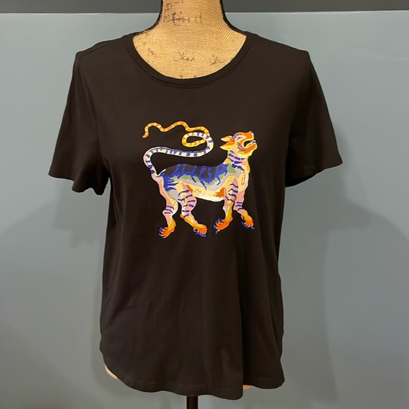 Maeve Tops - Sarah Gordon X Maeve by Anthropology Black Dragon Tshirt Medium